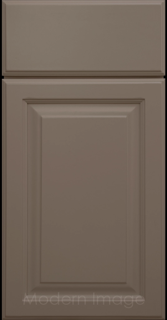 Hampton kitchen cabinets featuring raised panel doors and flat slab drawer fronts in a Magnetic Gray color.